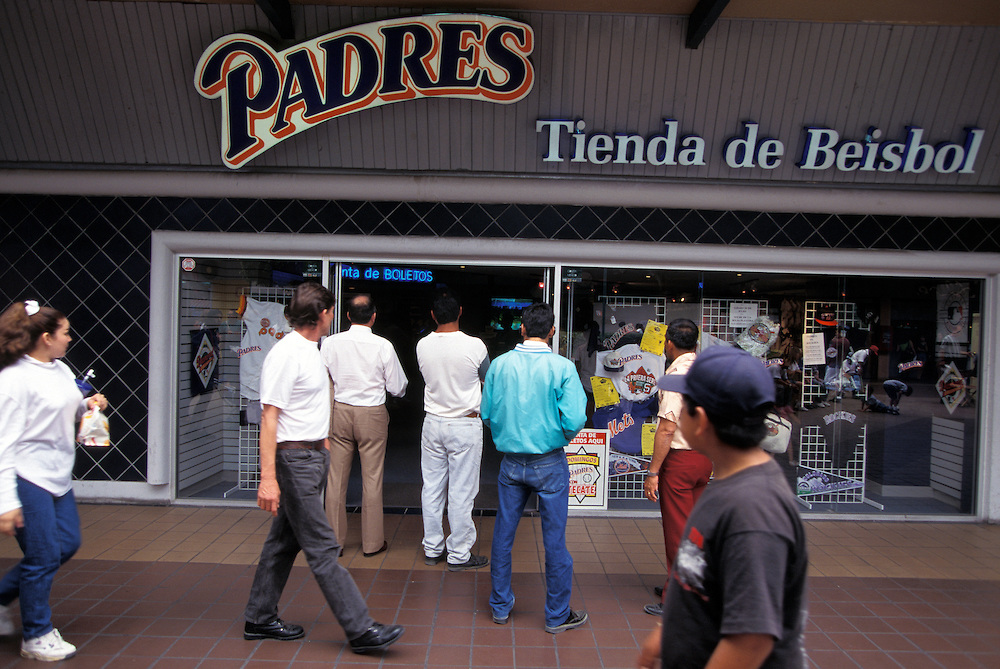 Fans outside a Padres store in Tijuana, Mexico